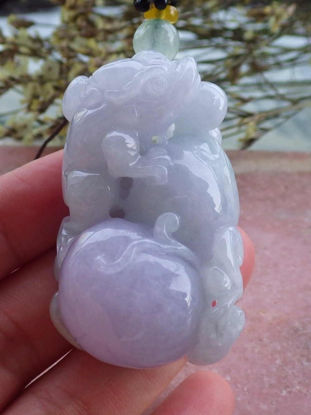 Certified Natural Burma A Jade jadeite Frog Toad Lotus Flower Pendant Necklace